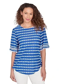 Petite Tapered Stripe Textured T-Shirt