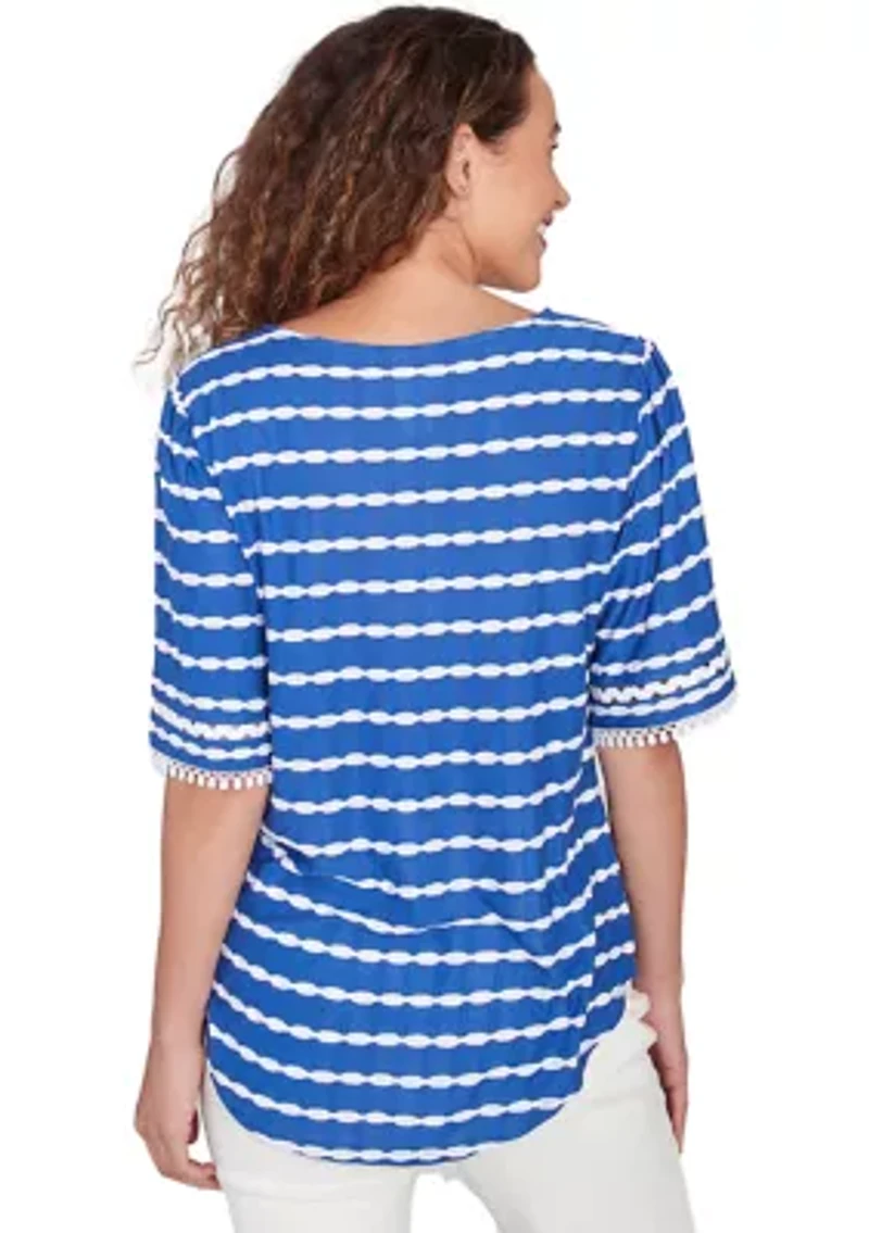 Petite Tapered Stripe Textured T-Shirt