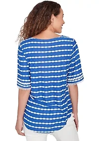 Petite Tapered Stripe Textured T-Shirt