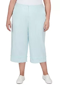 Plus Cotton Denim Wide Leg Pants