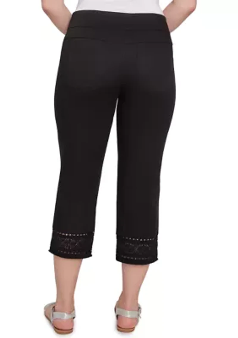 Women's Lotus Lace Soft Denim Capri Pants