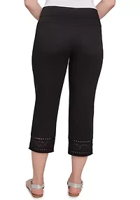 Women's Lotus Lace Soft Denim Capri Pants