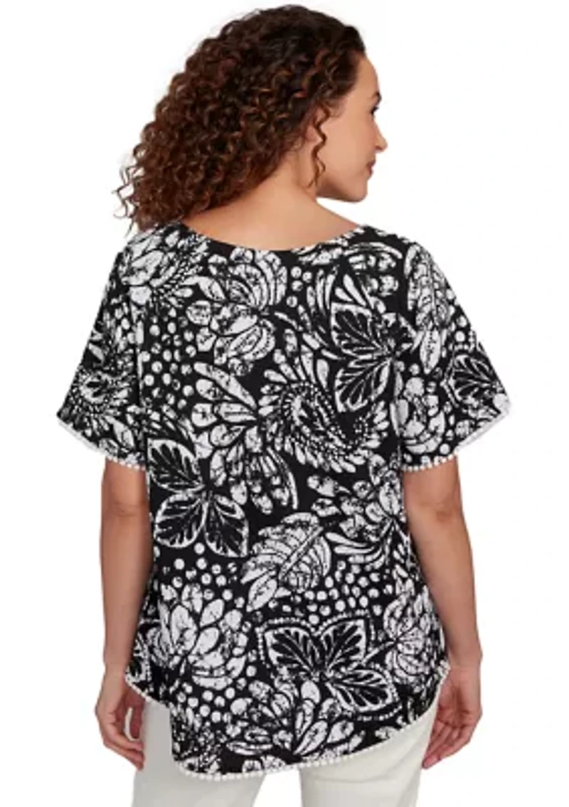 Women's Batik Island Paisley Lace Neck T-Shirt