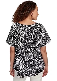 Women's Batik Island Paisley Lace Neck T-Shirt