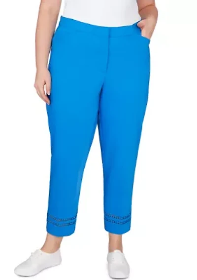 Plus Embroidered Blooms Ankle Pants