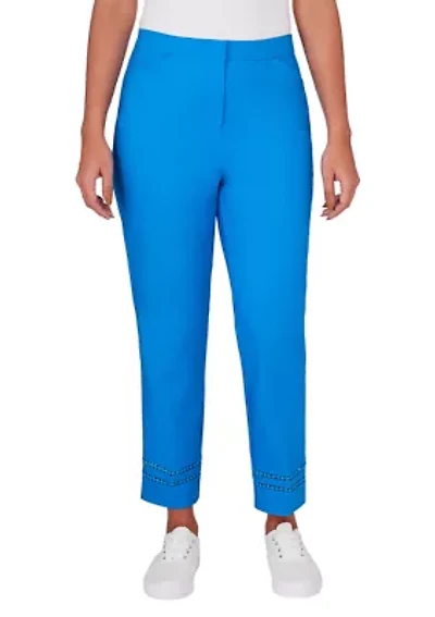 Petite Embroidered Blooms Ankle Pants