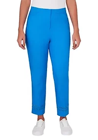 Petite Embroidered Blooms Ankle Pants