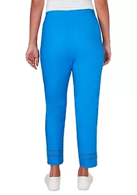 Petite Embroidered Blooms Ankle Pants