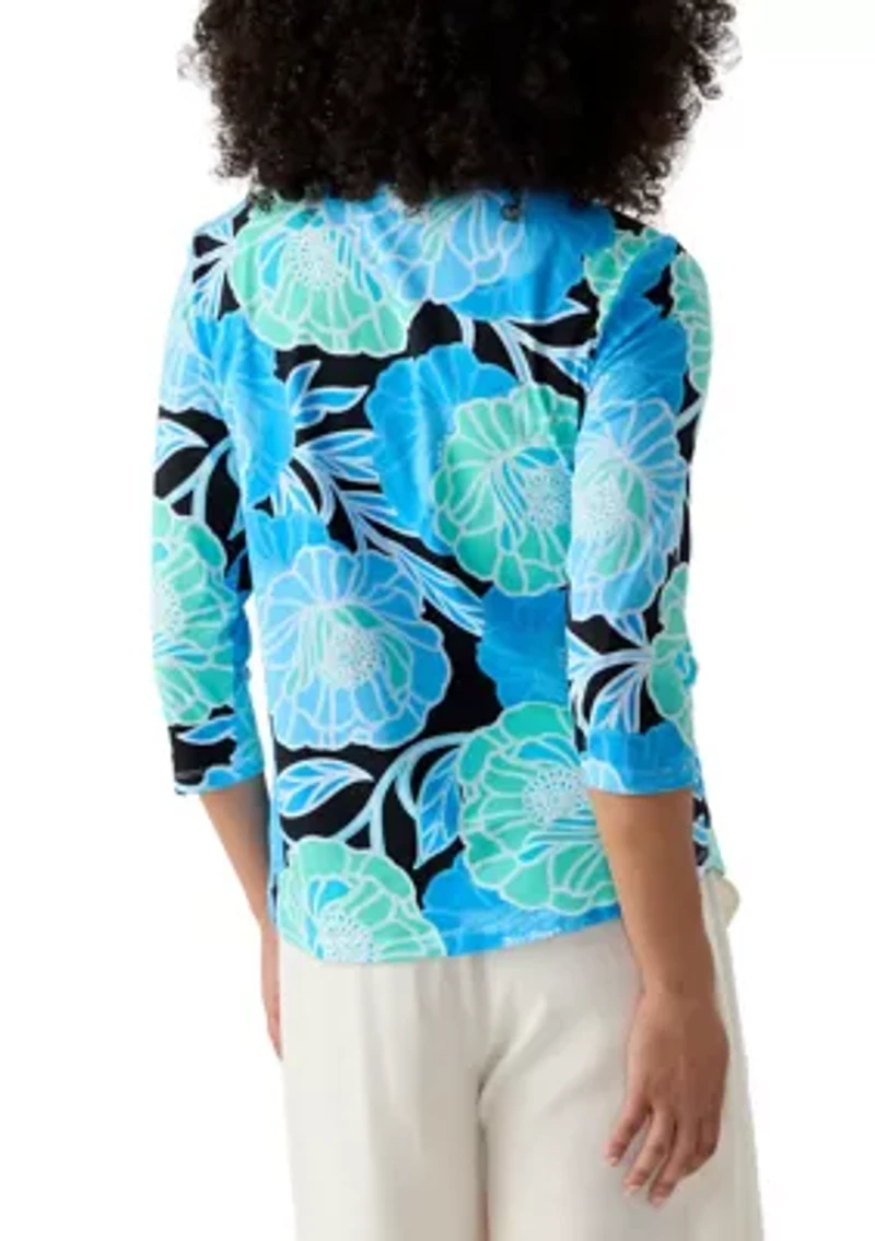 Women's Bold Poppies Envelope Neck Top
