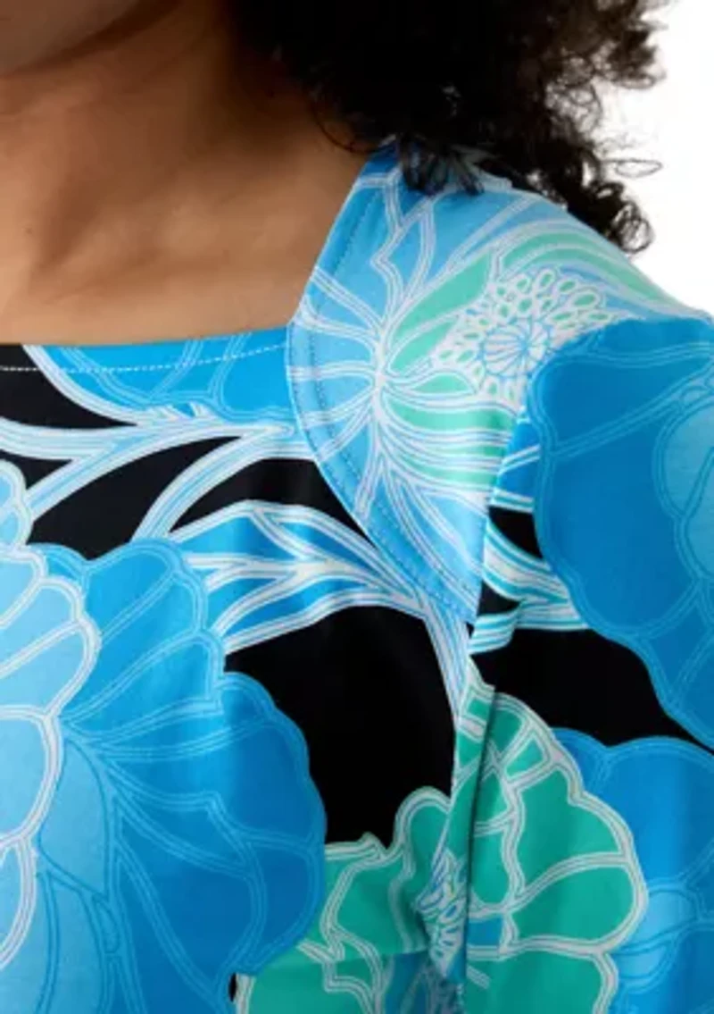 Women's Bold Poppies Envelope Neck Top