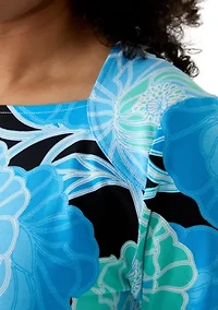 Women's Bold Poppies Envelope Neck Top