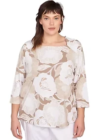 Plus Bold Poppies Envelope Neck Top