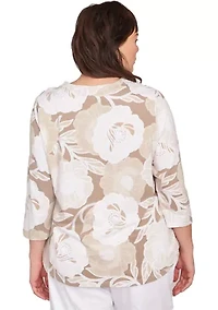 Plus Bold Poppies Envelope Neck Top