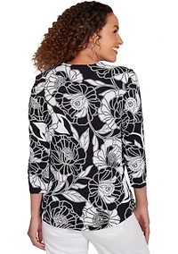 Petite Bold Poppies Envelope Neck Top