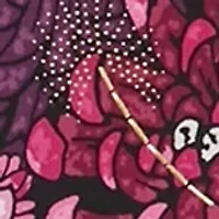 Women's Split Cowl Neck Bold Blooms Dew Drop Printed Knit Shark Bite Top