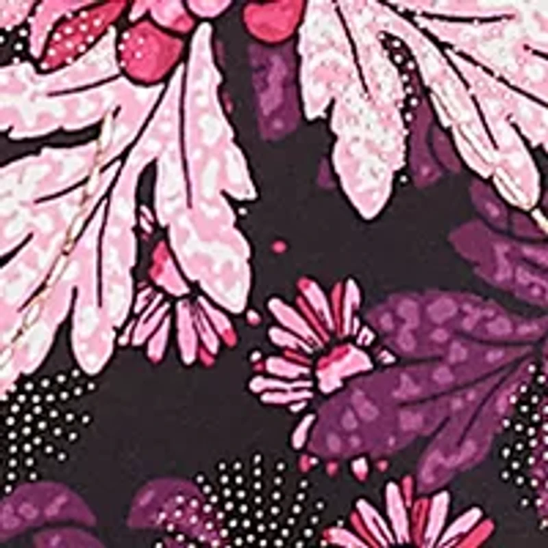 Petite Split Cowl Neck Bold Blooms Dew Drop Printed Knit Sharkbite Top