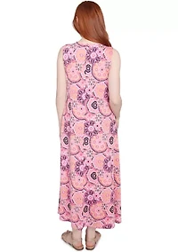 Petite Medallion Print Stretch Sleeveless Dress
