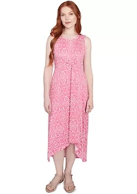 Petite Etched Medallion Puff Print High Low Dress