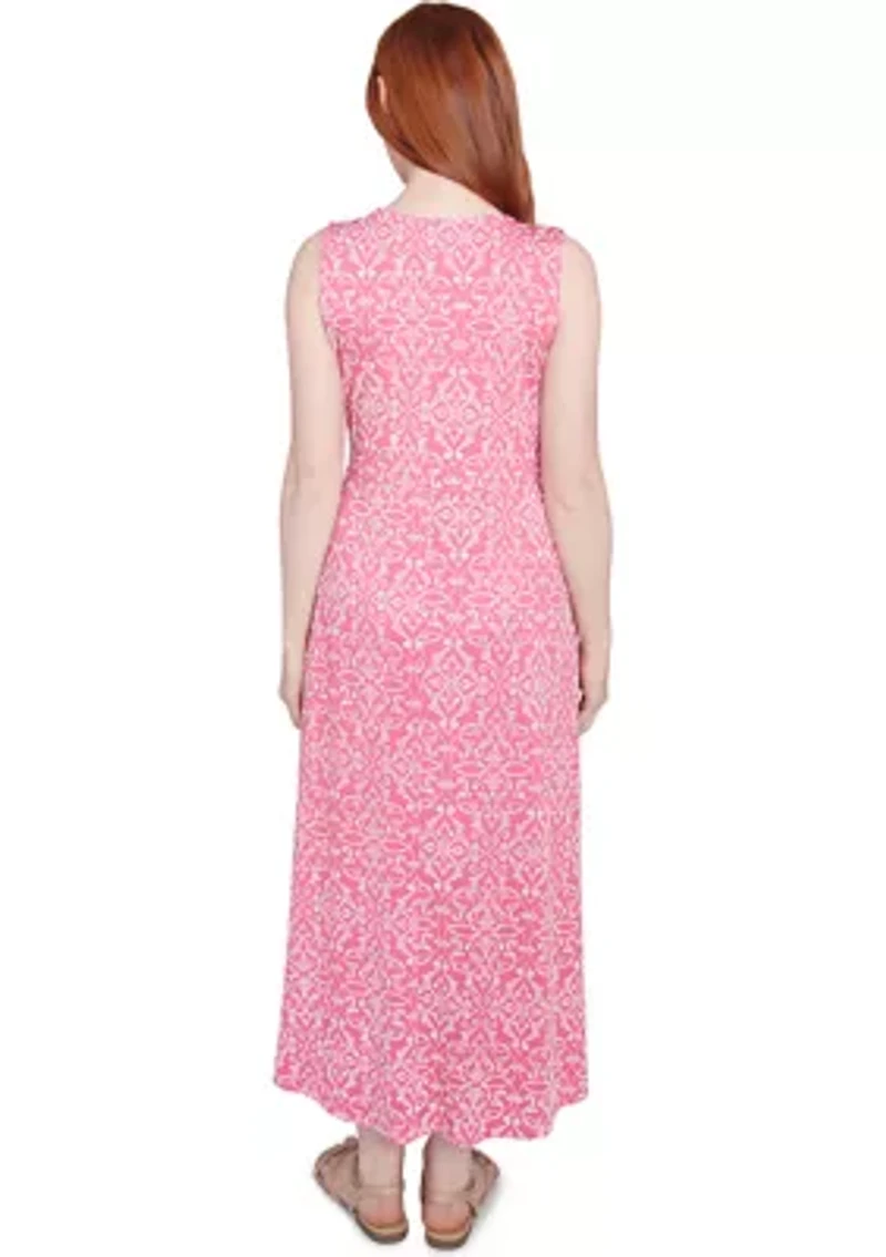 Petite Etched Medallion Puff Print High Low Dress