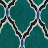 Women's Boat Neck Scalloped Medallion Border Print Hacci Shark Bite Top