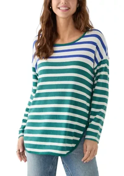 Women's Crew Neck Stripe Hacci Knit Top