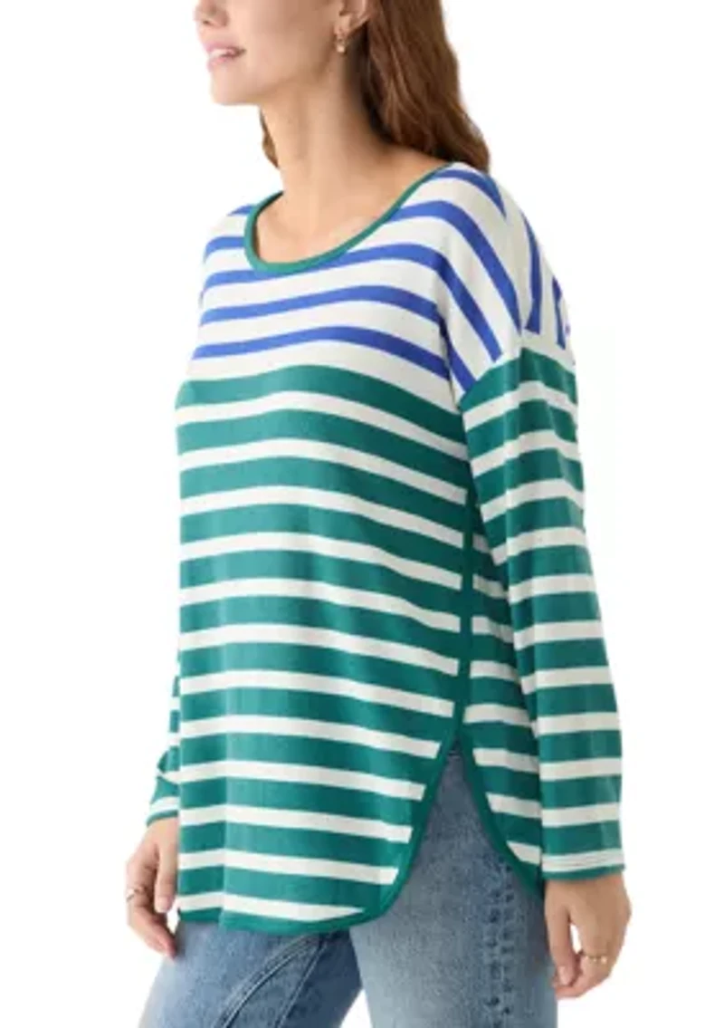 Women's Crew Neck Stripe Hacci Knit Top