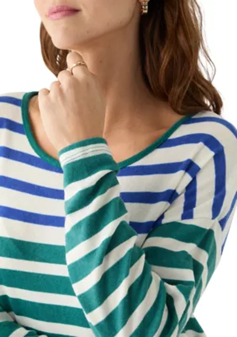 Women's Crew Neck Stripe Hacci Knit Top