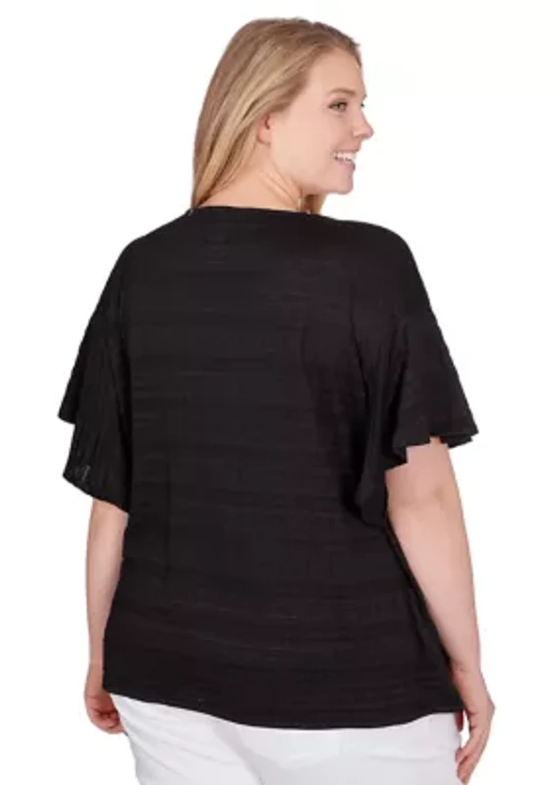 Plus Decorative Smocked Knit Top