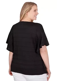 Plus Decorative Smocked Knit Top