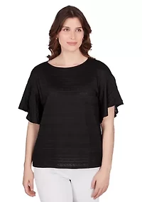 Petite Decorative Smocked Knit Top