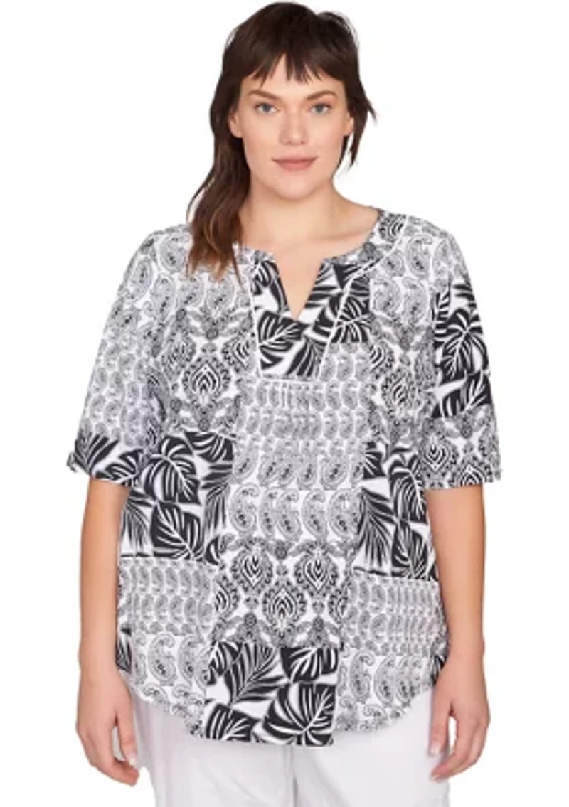 Plus Bali Patchwork Print T-Shirt