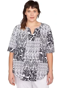 Plus Bali Patchwork Print T-Shirt