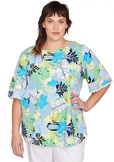 Plus Tropical Layered Print T-Shirt