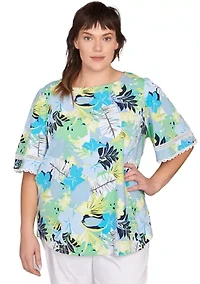 Plus Tropical Layered Print T-Shirt