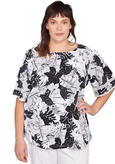 Plus Tropical Layered Print T-Shirt