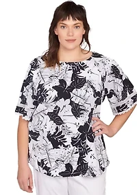 Plus Tropical Layered Print T-Shirt