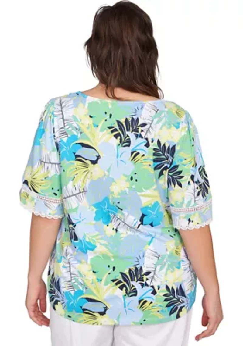 Plus Tropical Layered Print T-Shirt