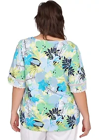 Plus Tropical Layered Print T-Shirt