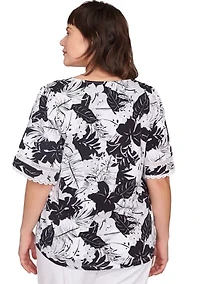 Plus Tropical Layered Print T-Shirt