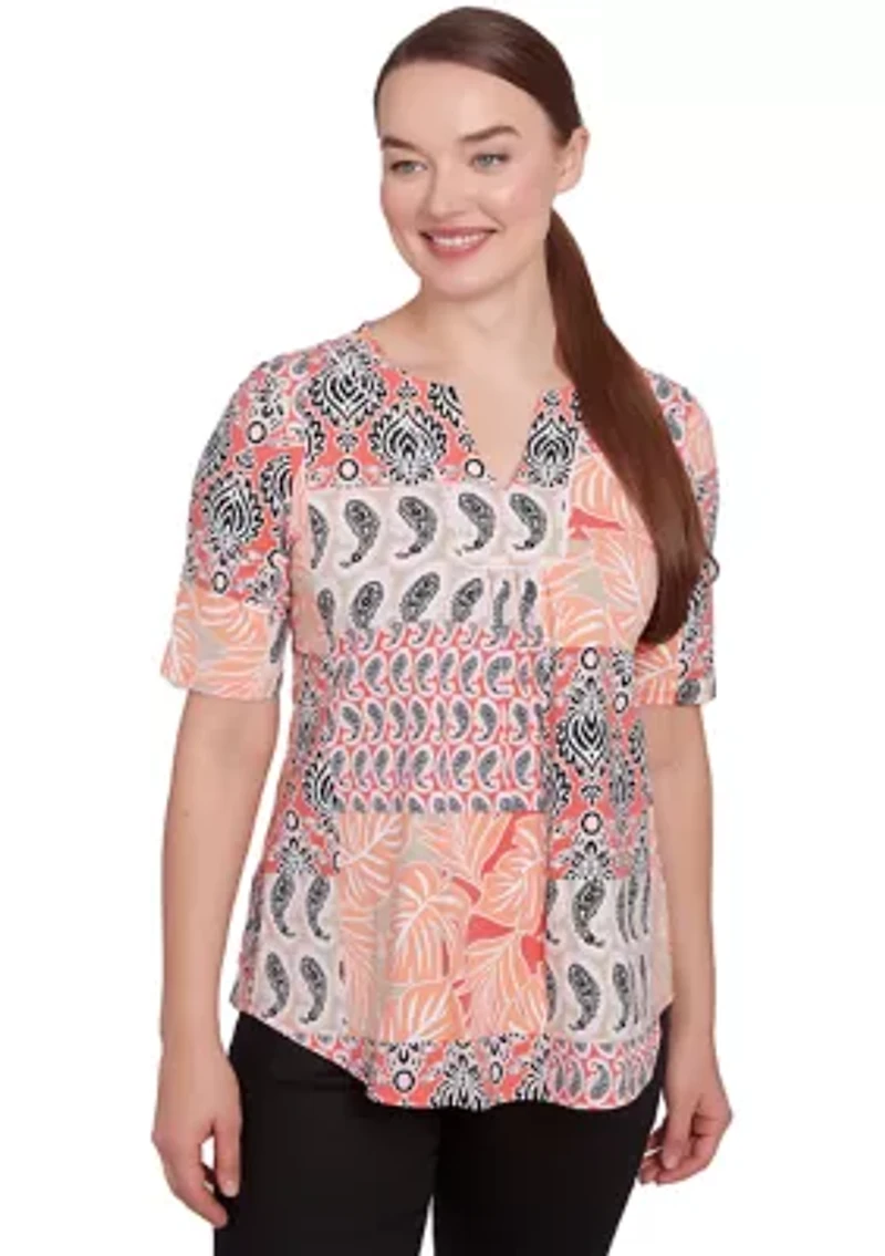 Petite Bali Patchwork Print T-Shirt