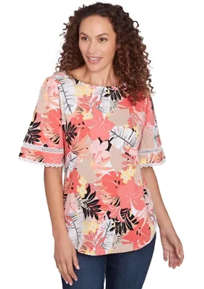Petite Tropical Layered Print T-Shirt