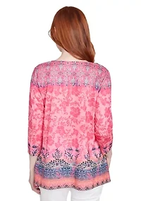 Women's Floral Ombré Border Sublimation Knit Top