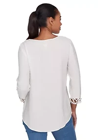 Petite Macrame Voile Woven Tunic Top