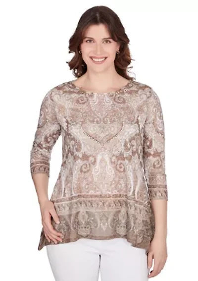 Petite Bohemian Beaded Knit Top