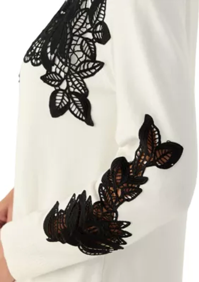 Women's Floral Lace Fine Gauge Sweater