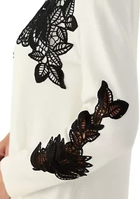 Women's Floral Lace Fine Gauge Sweater