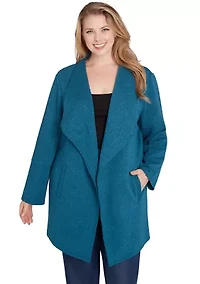 Plus Open Front Quilted Knit Jacket