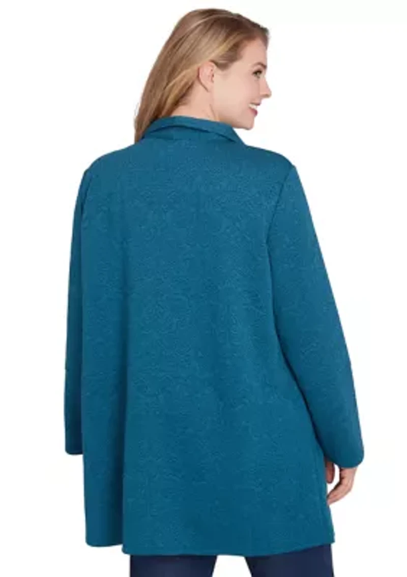 Plus Open Front Quilted Knit Jacket