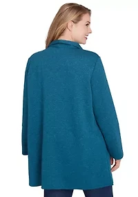 Plus Open Front Quilted Knit Jacket