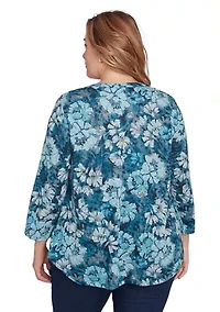 Plus Embellished Wintery Floral Hatchi Top